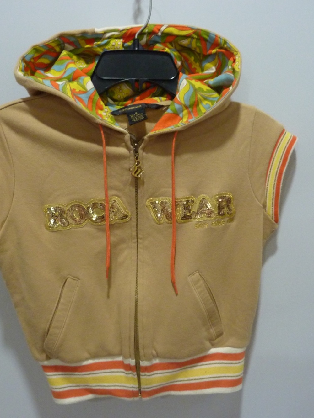 VTG 90s Rocawear Cropped Embroidered Hooded Jacket Women S Streetwear Hip Hop
